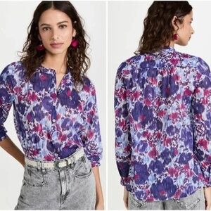 Isabel Marant Etoile Maria Blouse ikat purple long sleeve size 36 small